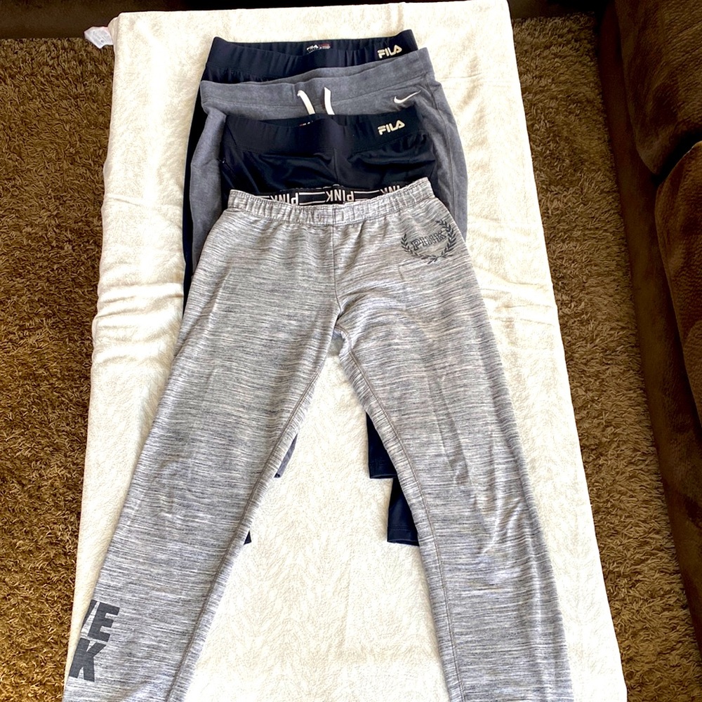 Two Fila Work Out Leggings, One Nike, & One Victoria Secret Workout Leggies